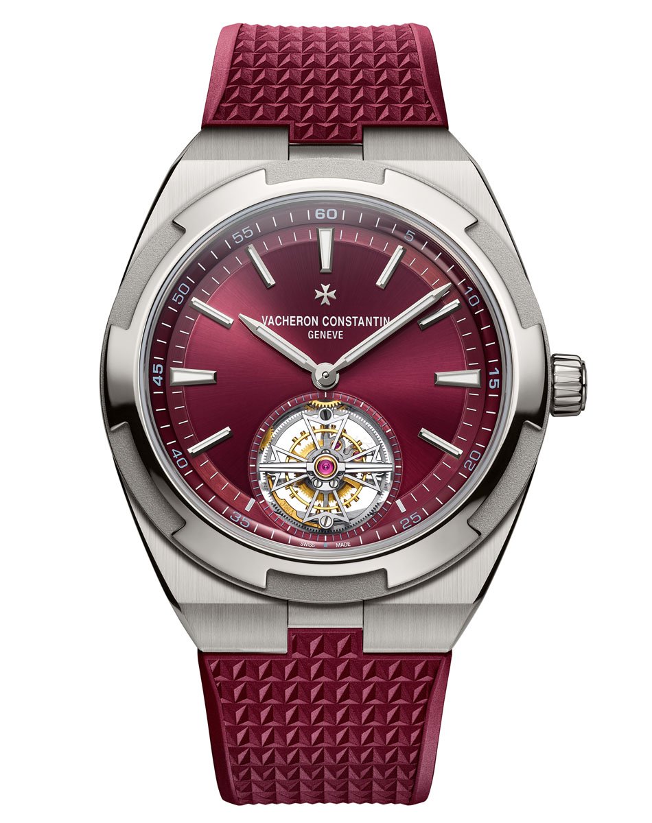 Vacheron Constantin: Overseas Tourbillon Titan mit tiefrotem Zifferblatt und Band