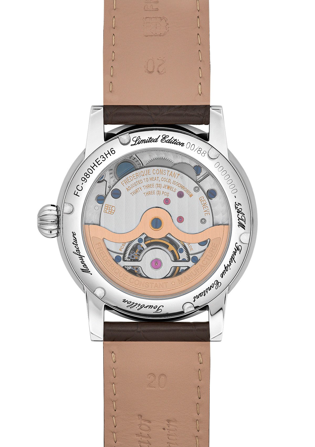 Frederique Constant Classic Tourbillon Manufacture & Heliotrop: Gehäusebodenansicht Kaliber FC-980-4
