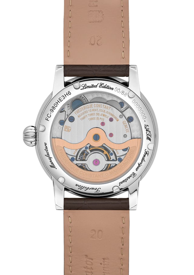 Frederique Constant Classic Tourbillon Manufacture & Heliotrop: Gehäusebodenansicht Kaliber FC-980-4