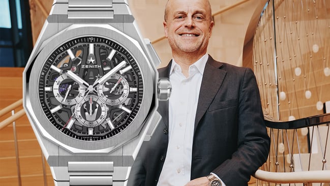 Benoit de Clerck, CEO of Zenith und Edelstahluhr Defy Skyline Chronograph Skeleton