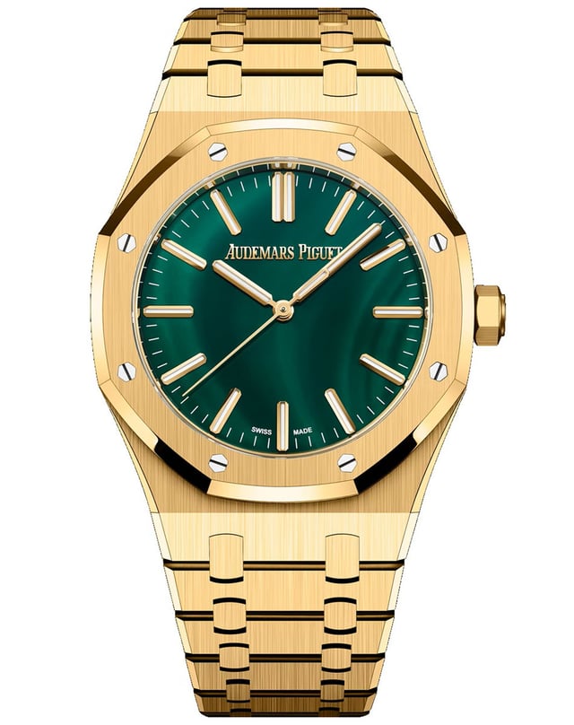 Audemars Piguet: Royal Oak Automatik 41 Gelbgold mit Malachitzifferblatt