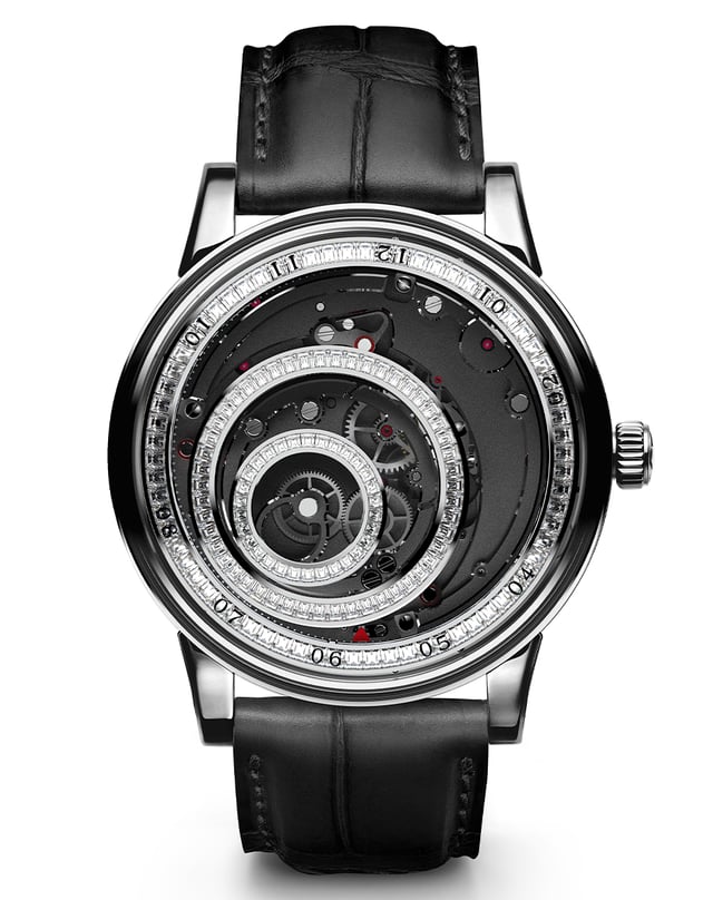 Trilobe Une Folle Journée Diamant, diamantbesetzte Uhr mit besonderer Anzeige