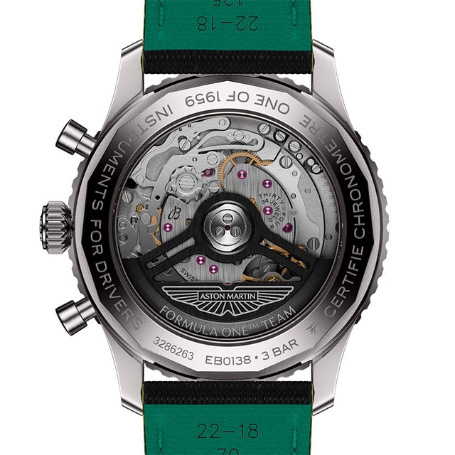 Breitling: Navitimer B01 Chronograph 43 Aston Martin Aramco Formula One Team, Gehäuseboden 