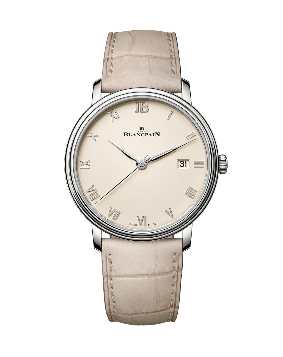 Blancpain Villeret Ultraplate Stahl mit grauem Band