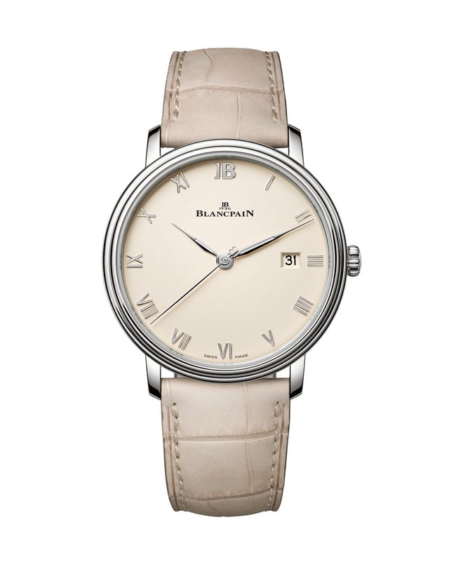 Blancpain Villeret Ultraplate Stahl mit grauem Band