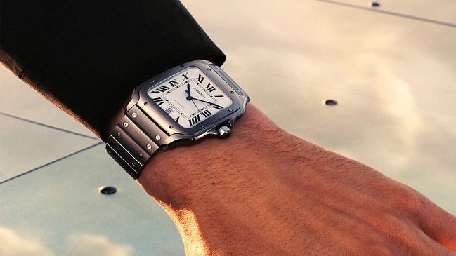 Santos de Cartier, großes Modell, mechanische Uhr mit Automatikaufzug aus Titan