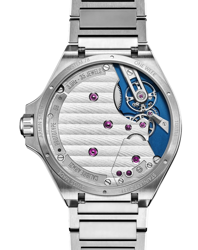 Armin Strom – One Week Manufacture Edition Blue, skelettierte Uhr mit Handaufzugskaliber
