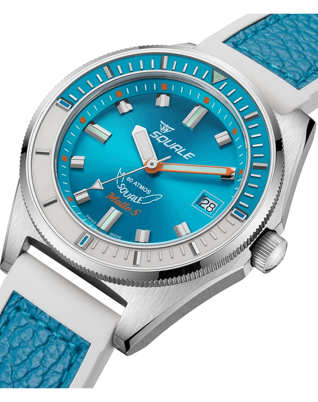 Squale – Matic-S, Taucheruhr mit hellblauem Zifferblatt und Taucherlünette