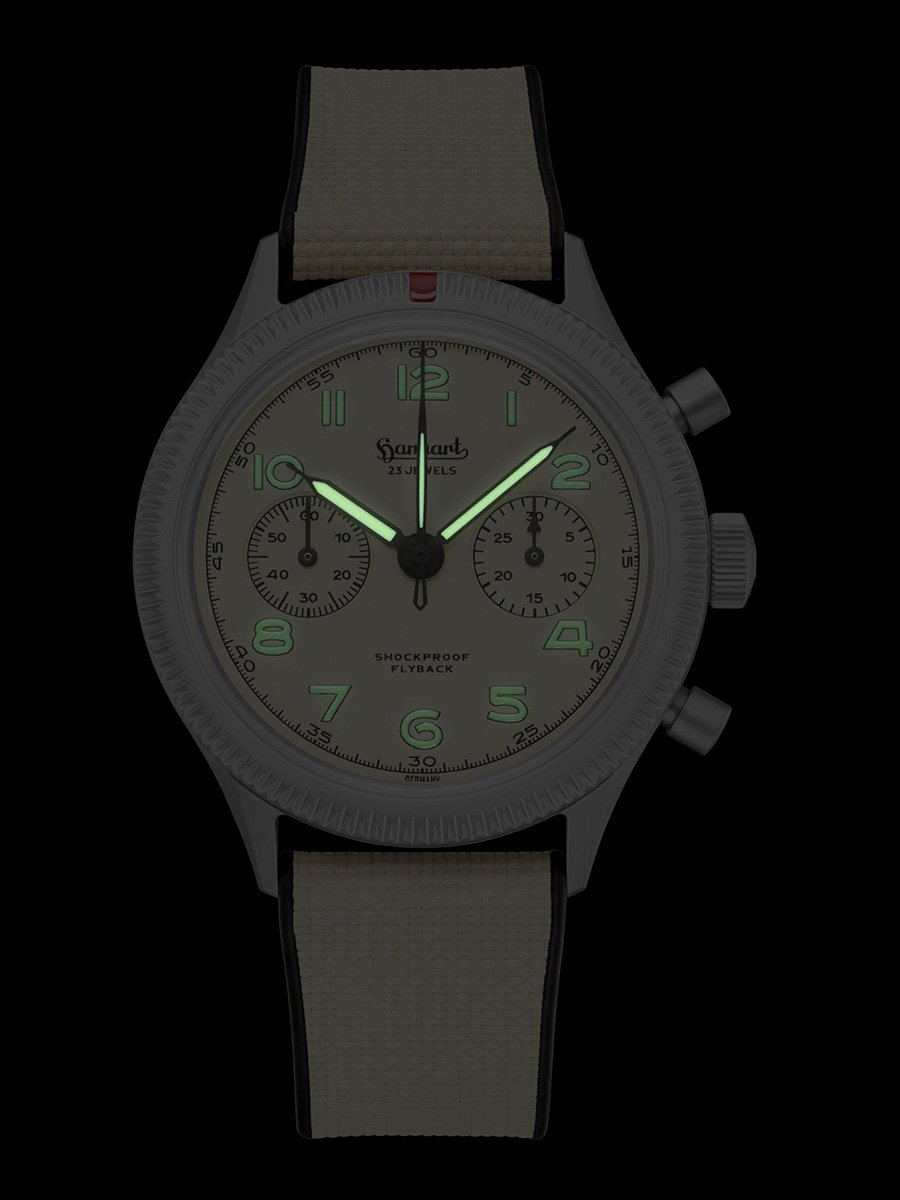 Hanhart 417 TI Desert Pilot Limited Edition, Nachtanzeige