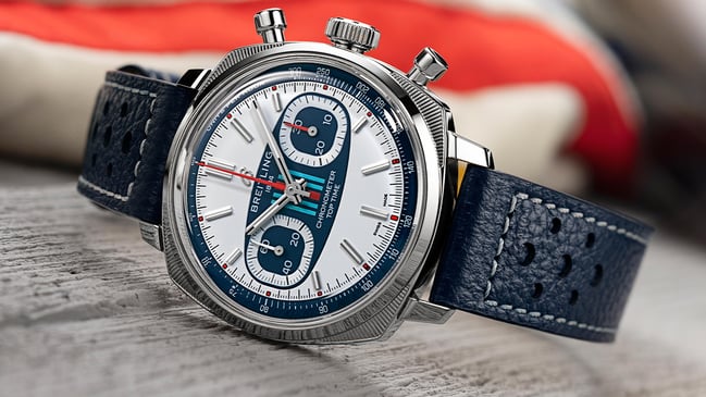 Breitling Top Time Automatikchronograph mit Manufakturkaliber in der Martini Racing Edition