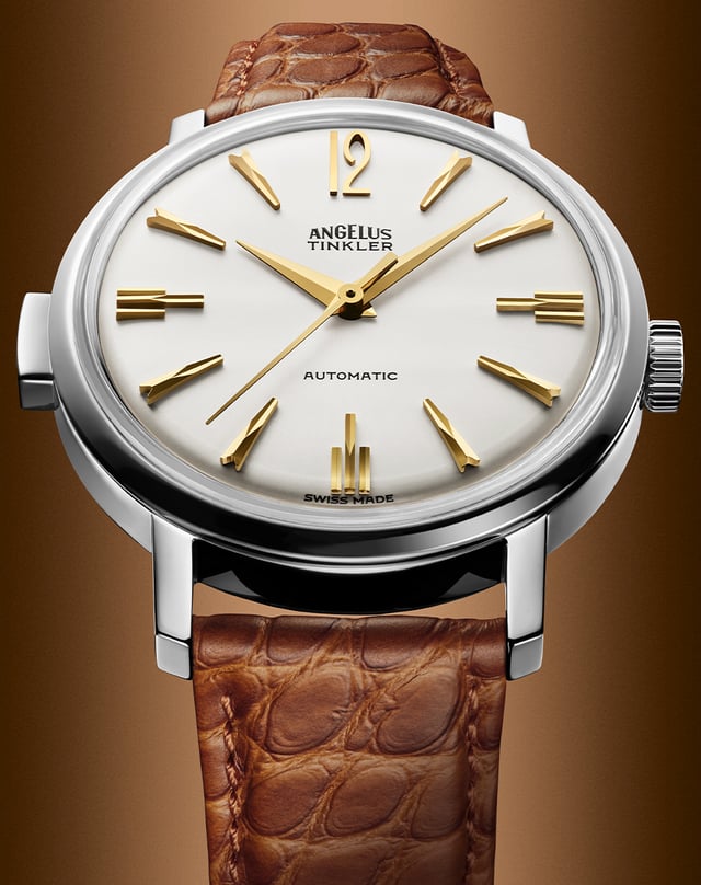 Angelus – Tinkler 1958, historisch inspirierte Spezialuhr mit Automatikwerk und hellem Zifferblatt