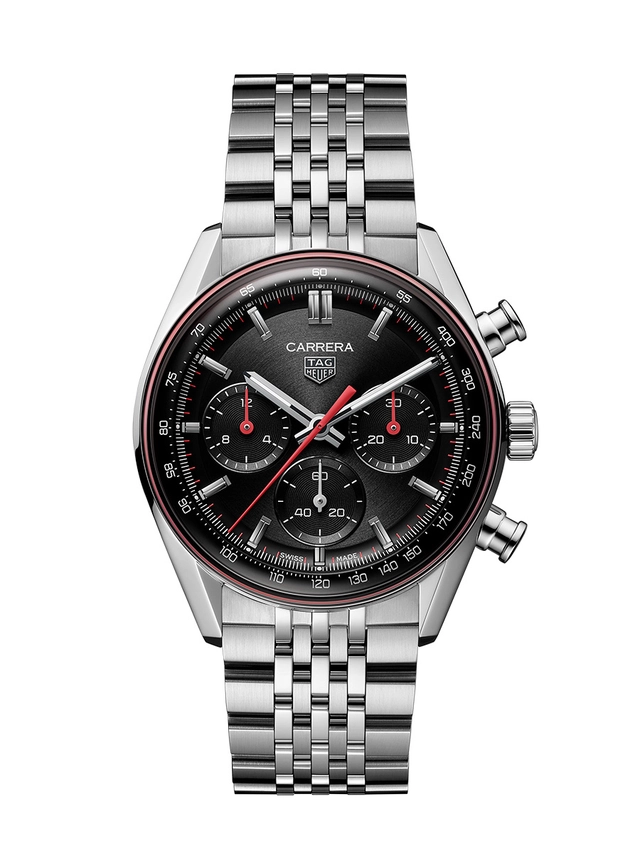 TAG Heuer: Carrera Chronograph 41mm, Ref. CBS2114.BA0053, schwarzes Zifferblatt, Front