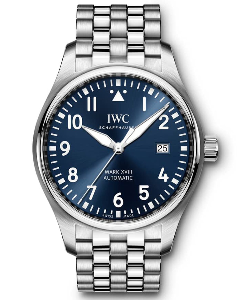 IWC Pilot’s Watch Mark XVIII Edition "Le Petit Prince", Edelstahluhr mit blauem Zifferbatt
