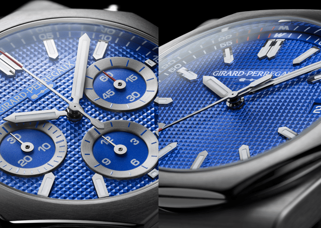 Detail, nahaufnahme, zifferblatt der Girard-Perregaux Laureato Williams Edition und Laureato Chronograph Williams Edition