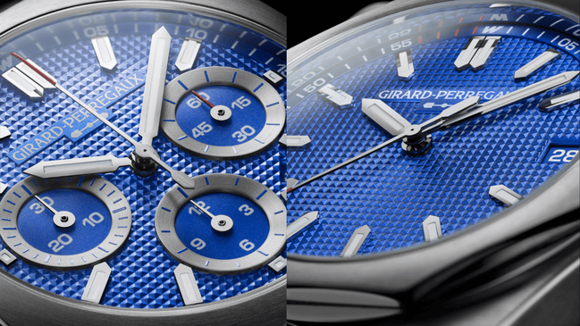 Detail, nahaufnahme, zifferblatt der Girard-Perregaux Laureato Williams Edition und Laureato Chronograph Williams Edition