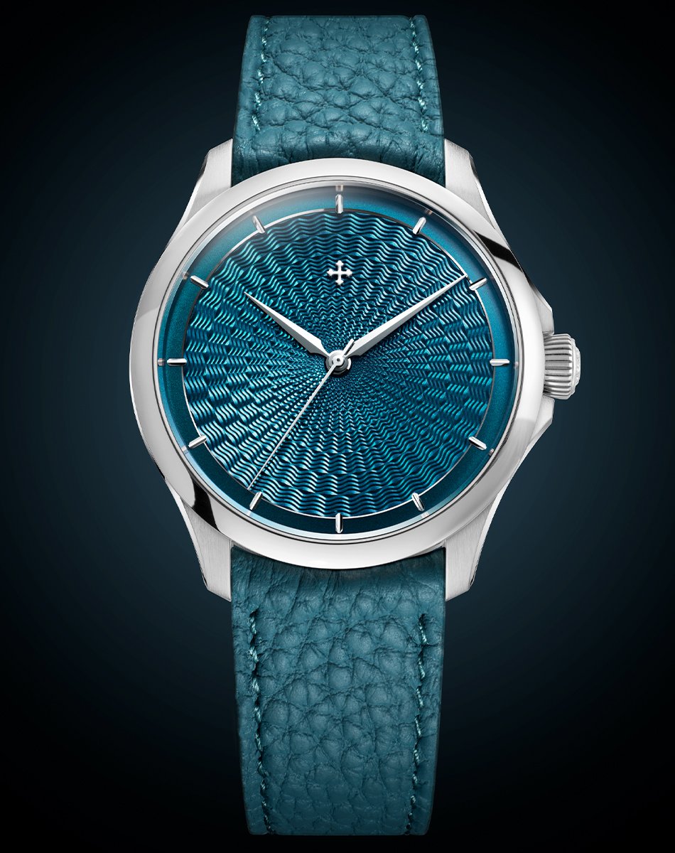 Venezianico – Redentore Utopia, Edelstahluhr mit Manufakturkaliber am blauen Lederband 