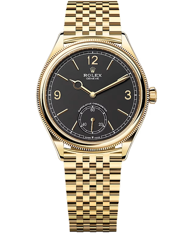 Rolex – Perpetual 1908, Dresswatch aus Gold mit feingliedrigem Goldarmband und Automatikwerk