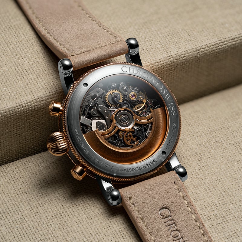 Chronoswiss Pulse GMT Frosted Guilloche Gold: Bodenansicht