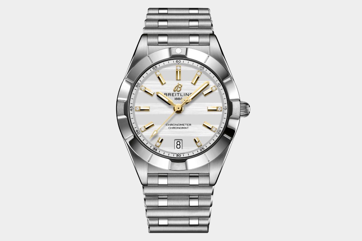 Zifferblatt und Armband der Breitling Chronomat Six Nations Edition „England“