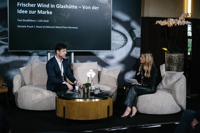 Panel WatchTime Düsseldorf, DUG CEO Toni Brodführer und Head of Editorial Daniela Pusch