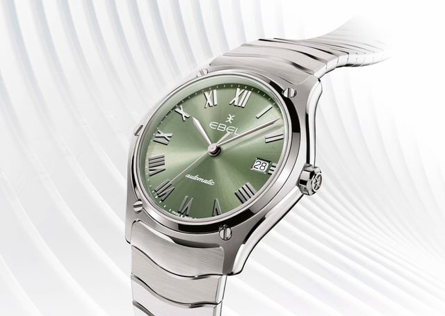 grünes Zifferblatt und Armband aus Edelstahl der Ebel Sport Classic 37 mm Automatic