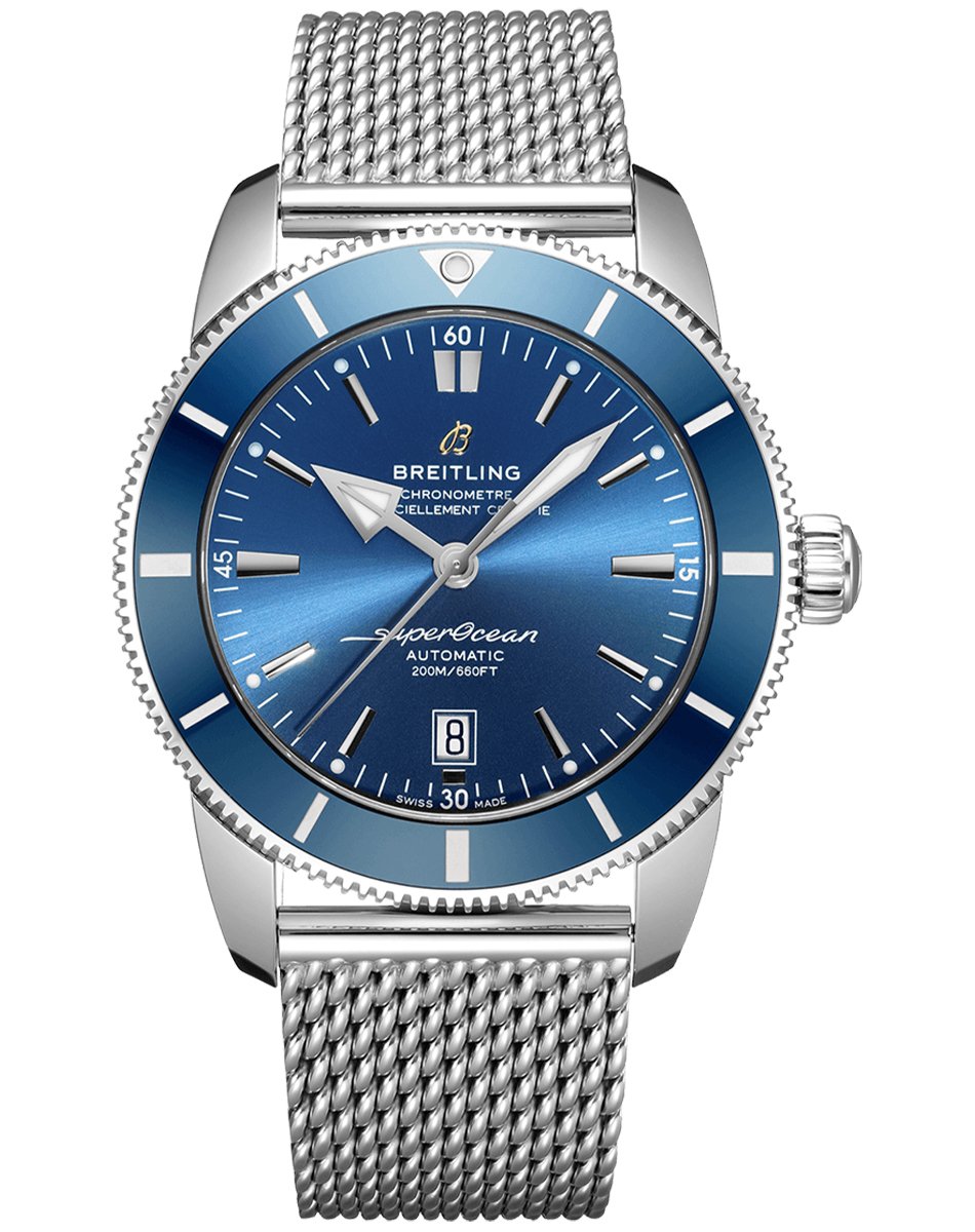 Breitling Superocean Heritage, luxuriöse Taucheruhr aus Stahl mit blauem Zifferblatt und Automatikwerk