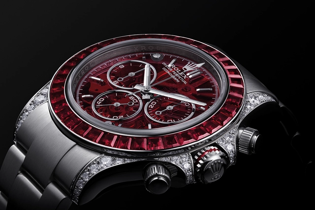 Artisans de Genève Rolex Daytona, Referenz 116509 mit roten Rubinen und Saphirzifferblatt