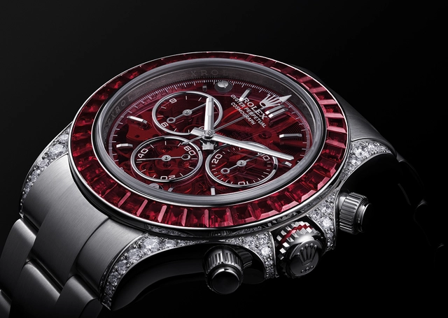 Artisans de Genève Rolex Daytona, Referenz 116509 mit roten Rubinen und Saphirzifferblatt