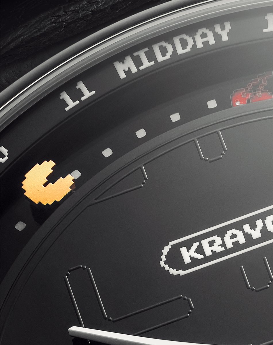 Krayon – Pac-Man, Luxusuhr aus Platin mit Tag-Nacht-Anzeige