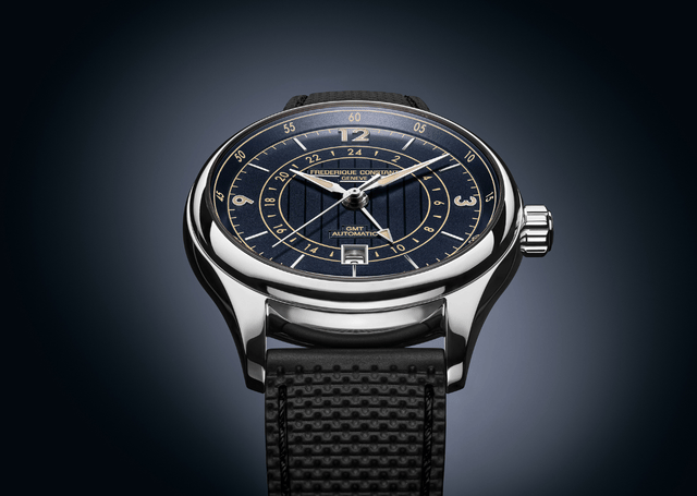 Nahaufname der Frederique Constant Classics Runabout Automatic GMT, Zifferblatt