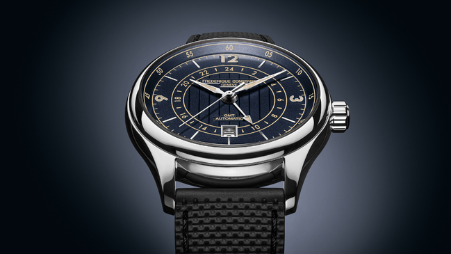 Nahaufname der Frederique Constant Classics Runabout Automatic GMT, Zifferblatt