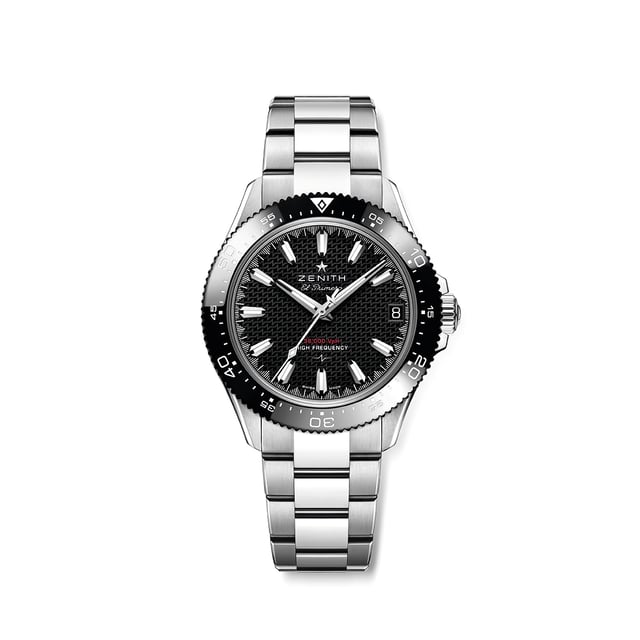 Zenith Chronomaster Solo Sport, Stahluhr Frontansicht vor weißem Hintergrund