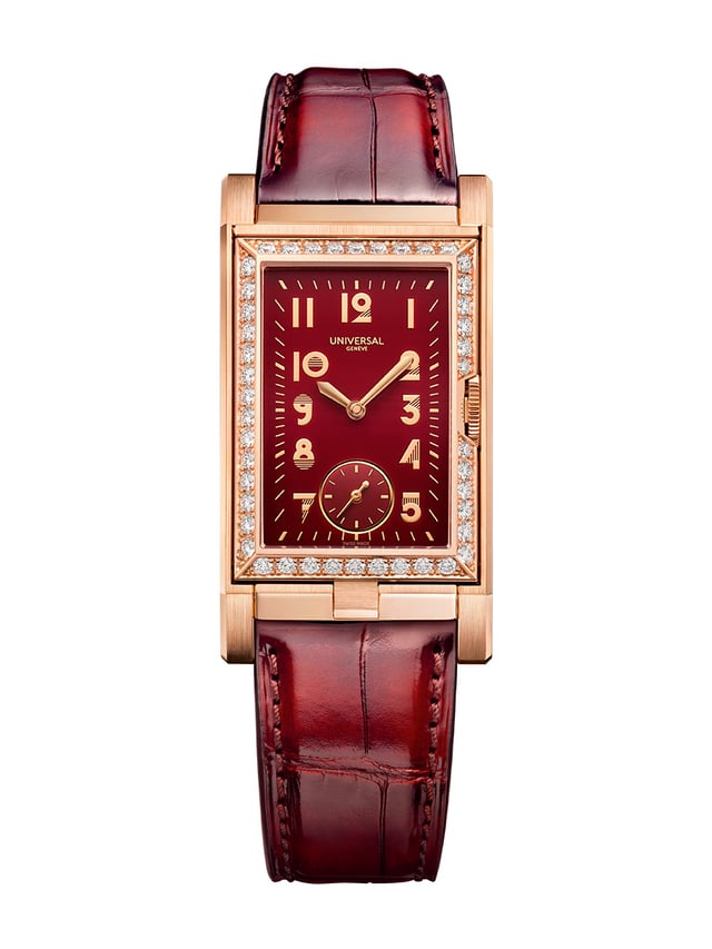 Universal Genève: Cabriolet, Ref. UGCA004, Rotgold, rotes Zifferblatt