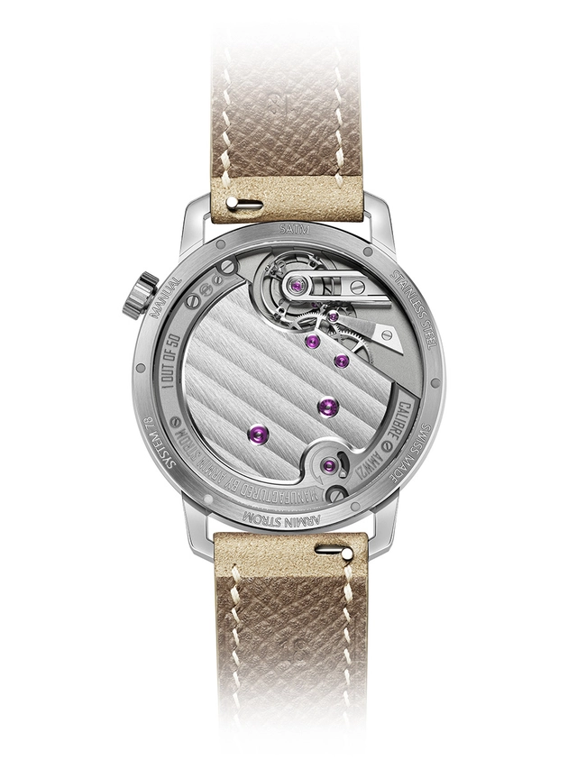 Armin Strom Tribute 1 Sandstein, Gehäuserückseite mit Werk