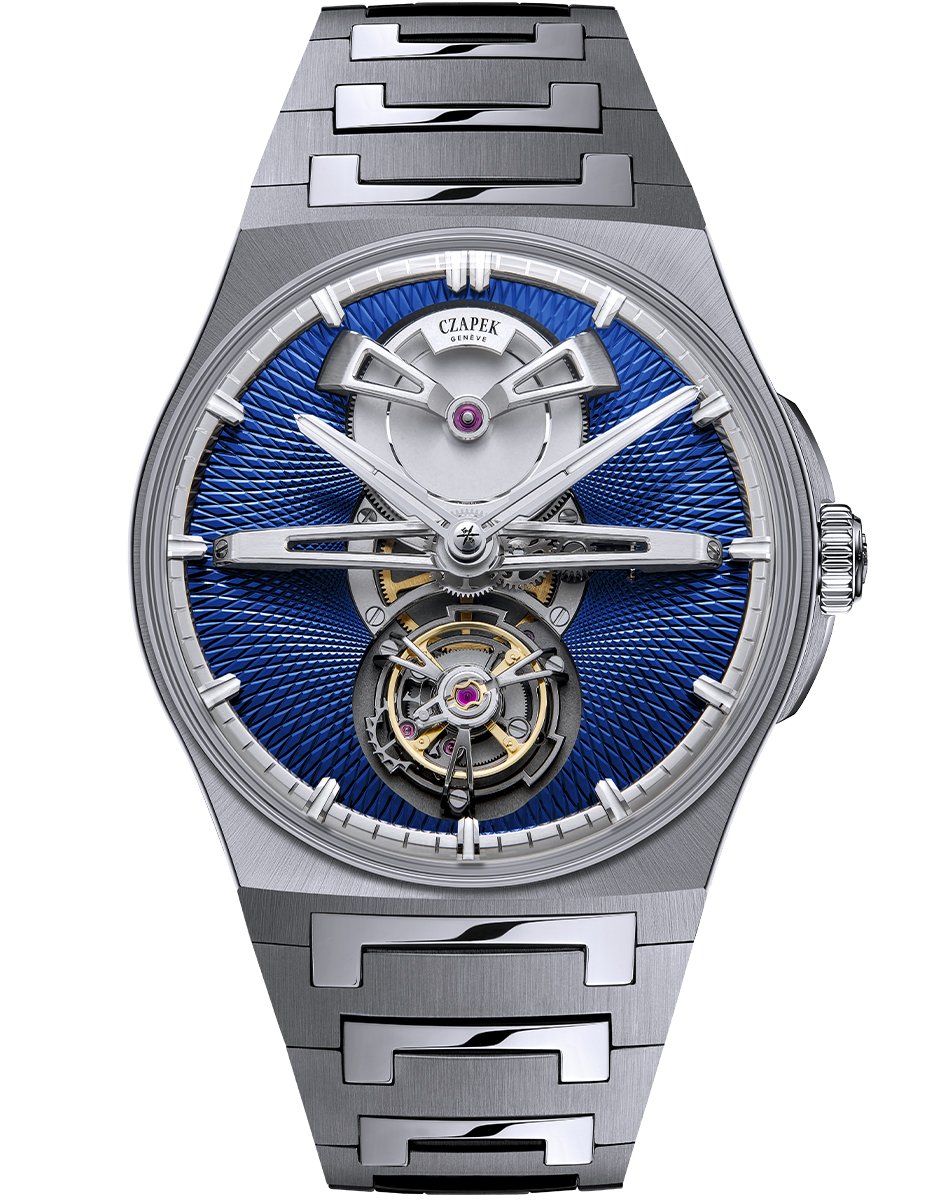 Czapek Antarctique Tourbillon Titanium Cosmic Blue, Uhr mit Tourbillon und blauem Zifferblatt aus Titan 