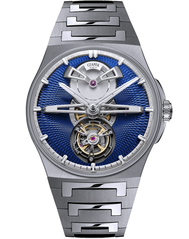 Czapek Antarctique Tourbillon Titanium Cosmic Blue, Uhr mit Tourbillon und blauem Zifferblatt aus Titan 
