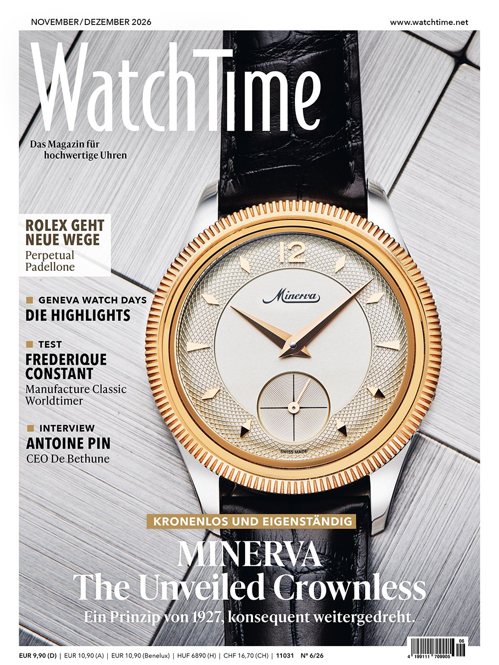 WatchTime November/Dezember Ausgabe mit Minerva Titel