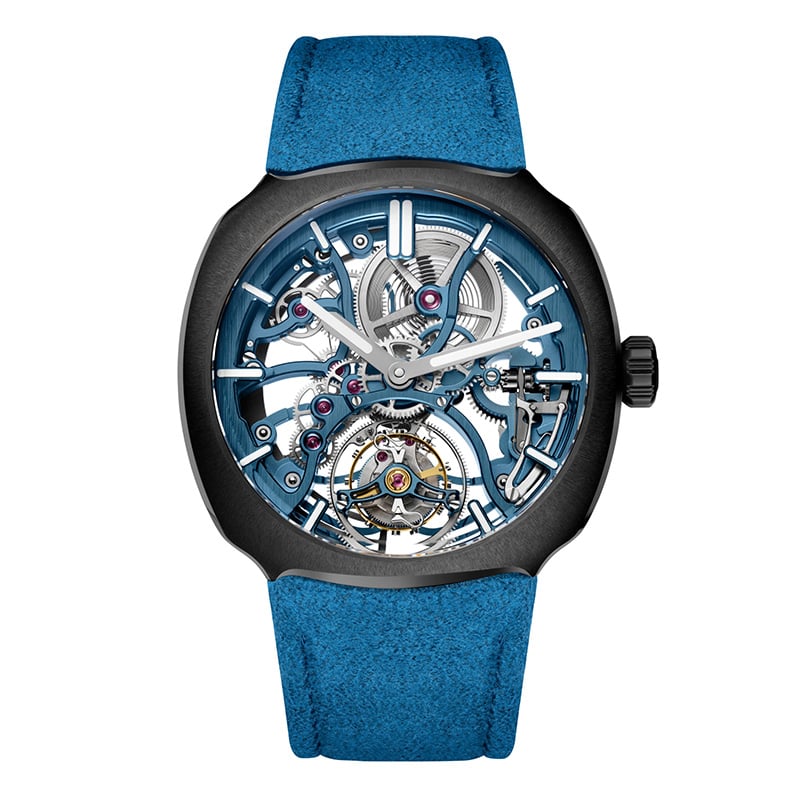 H. Moser Streamliner Tourbillon Skeleton Ceramic Alpine Limited Edition: Frontansicht Uhr