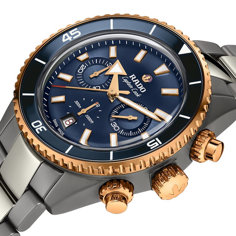 Rado Captain Cook High-Tech Ceramic Chronograph, Ref. R32195202, Zifferblattin Blau