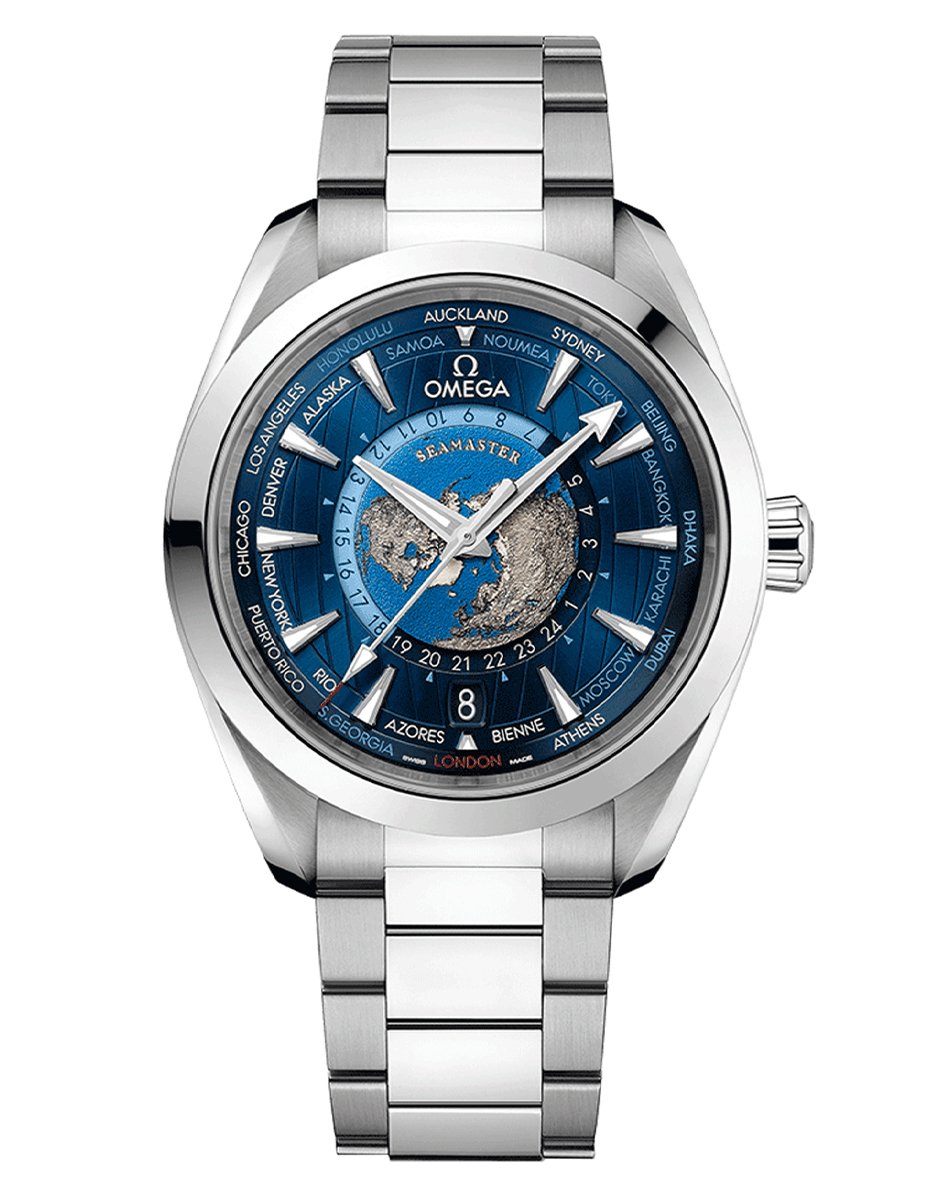 Omega – Seamaster Aqua Terra 150M Worldtimer, automatische Reiseuhr aus Edelstahl