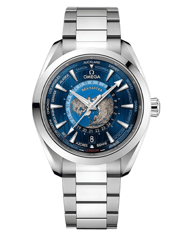 Omega – Seamaster Aqua Terra 150M Worldtimer, automatische Reiseuhr aus Edelstahl