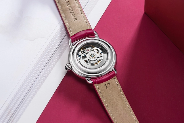 Aerowatch 1942 Lady Automatic Skeleton, Rückseite mit Blick auf das Werk