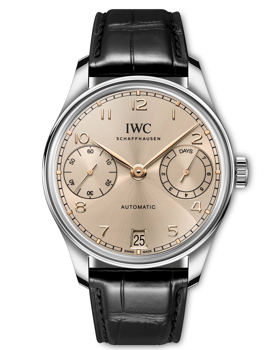 IWC – Portugieser Automatic 42, elegante Edelstahluhr mit Automatikwerk und Lederband