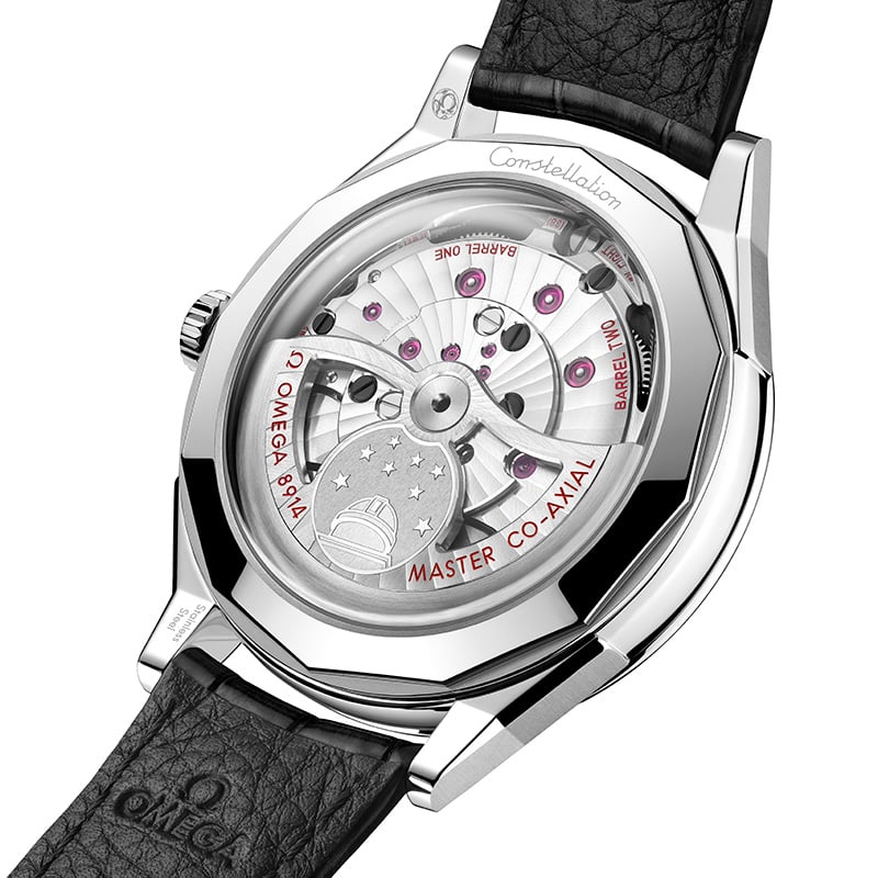 Omega Constellation Observatory, Ref. 140.13.39.21.01.001, Gehäuseboden mit Sicht auf Kaliber 8914 