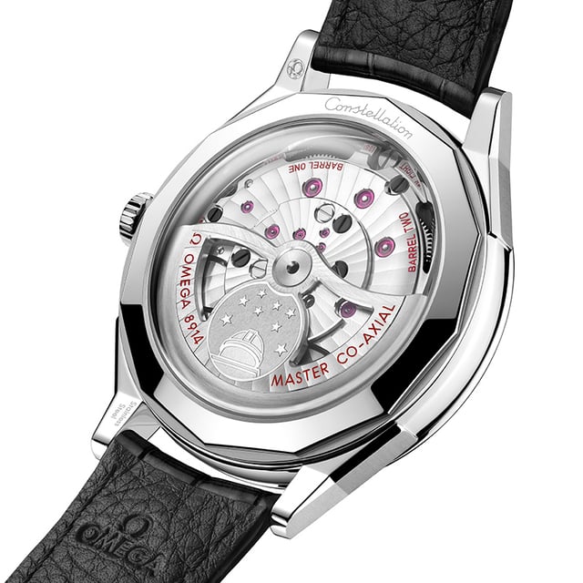 Omega Constellation Observatory, Ref. 140.13.39.21.01.001, Gehäuseboden mit Sicht auf Kaliber 8914 