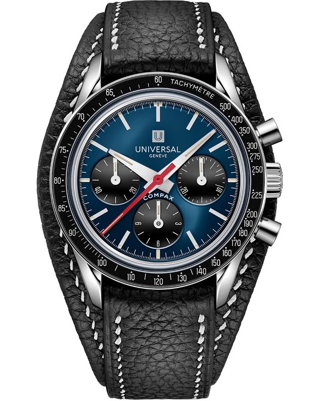 Universal Genève – Tribute to Compax, Rennstreckenuhr mit Handaufzugskaliber und Chronograph