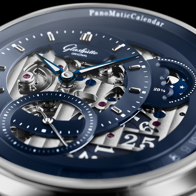 Glashuette Original Panomatic Calendar, Zifferblatt Detailaufnahme