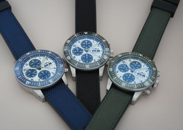 Drei Modelle der Fortis Novonaut N-42 Halo.