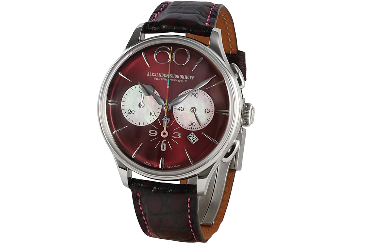 Alexander Shorokhoff – Happy Second Bordeaux, Chronograph mit Automatikkaliber und rotem Zifferblatt 