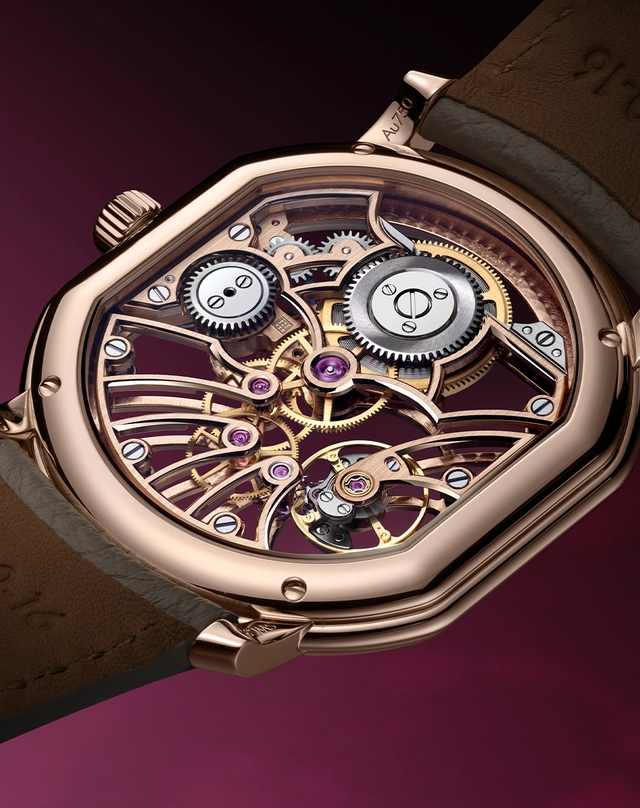 Daniel Roth – Extra Plat Rose Gold Skeleton, skelettierte Luxusuhr aus Gold mit Handaufzugskaliber und Lederband